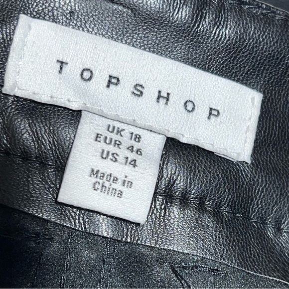 Topshop Pleat Front Faux Leather Pants in Black Size 14 US - Picture 6 of 8